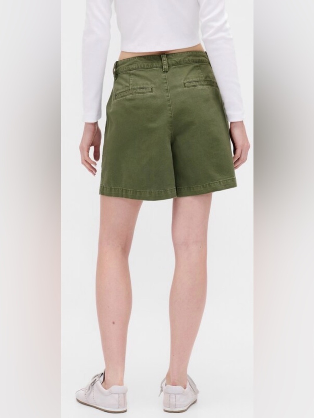 GAP Bracken Olive Green 6" Mid-Rise Twill Pleated Trouser Shorts - Picture 4 of 7